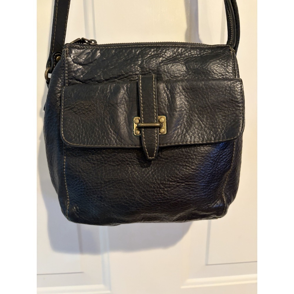 Fossil Black Leather Pebbled Crossbody Purse 11x9x4 Soft